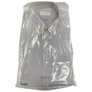 Vtg Arrow Bradstreet Mens Navy White Stripe Long Sleeve Shirt  Sz 15 1/2 - New